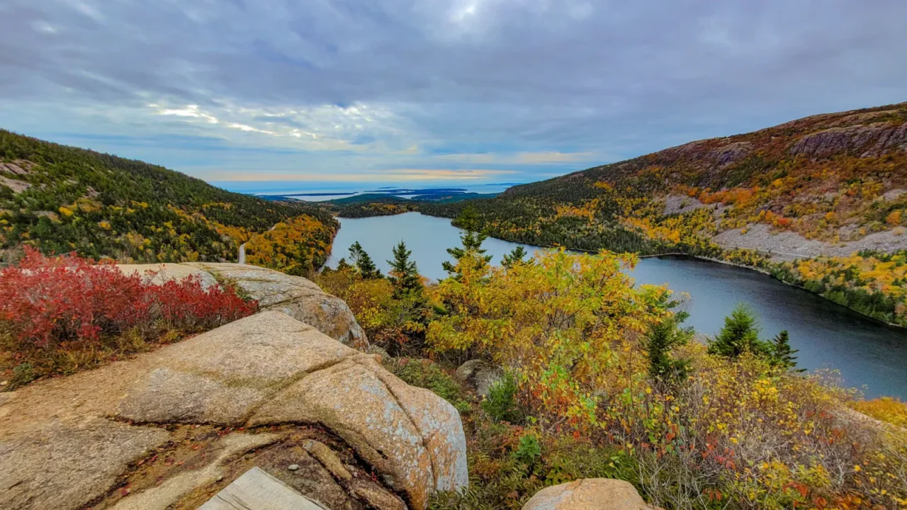 Jordan Pond and surrounding mountains in Acadia National Park
