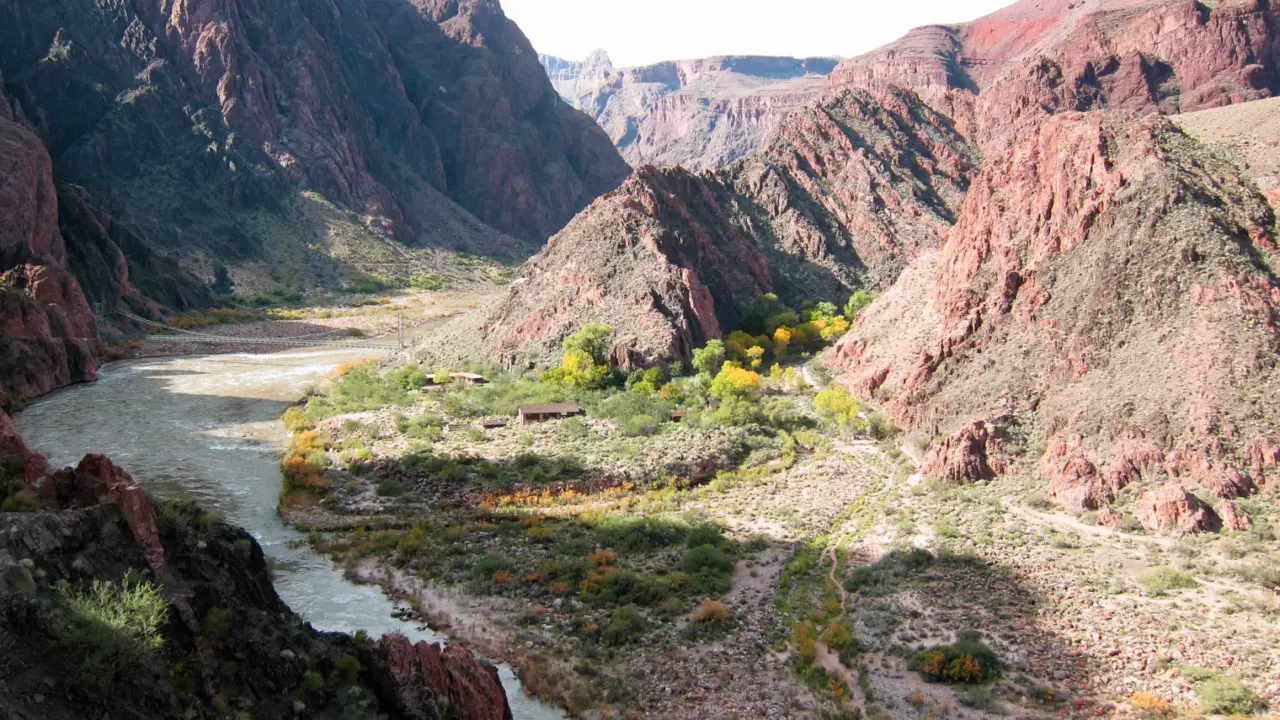 Colorado River, Phantom Ranch, and Bright Angel Creek in Grand Canyon National Park