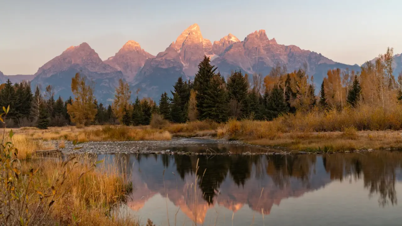 Sunrise at Schwabacher Landing in Grand Teton National Park