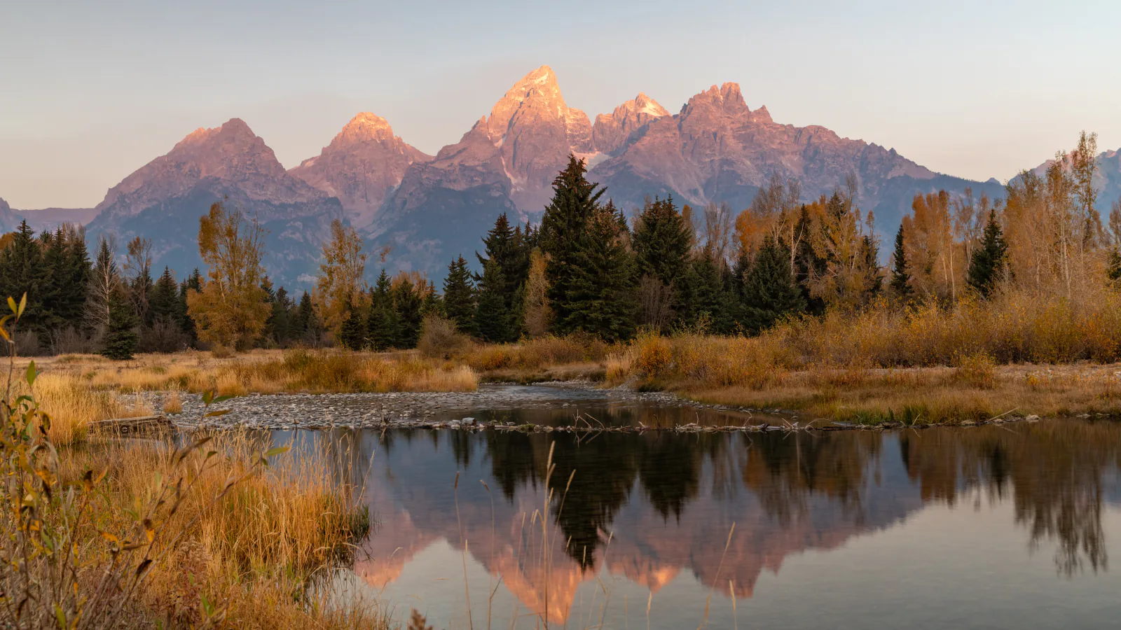 Sunrise at Schwabacher Landing in Grand Teton National Park