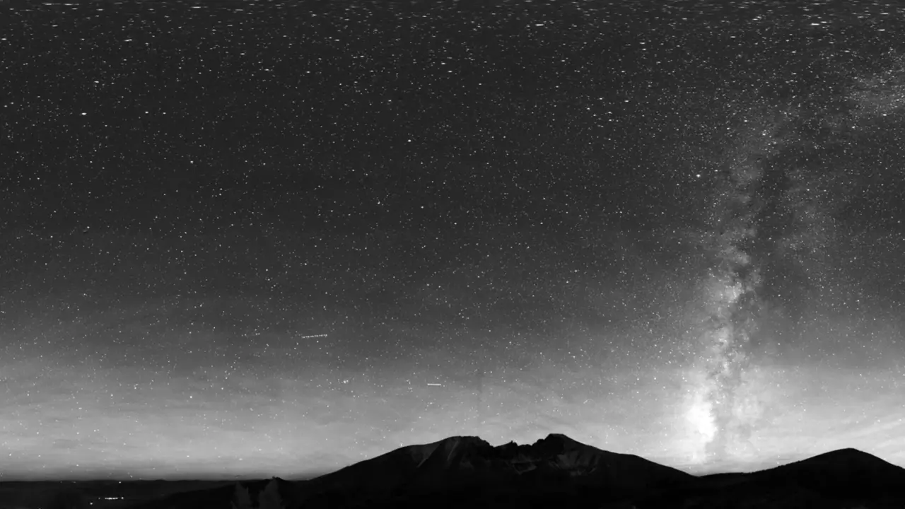 Milky Way above Great Basin National Park in black and white