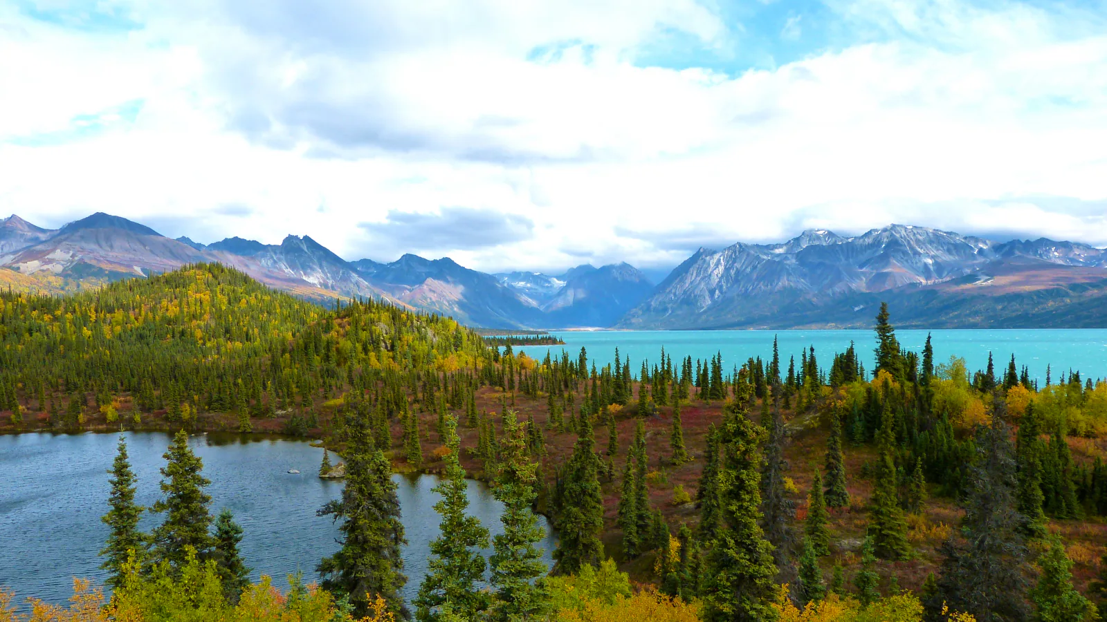 Autumn colors along Telaquana Lake in Lake Clark National Park