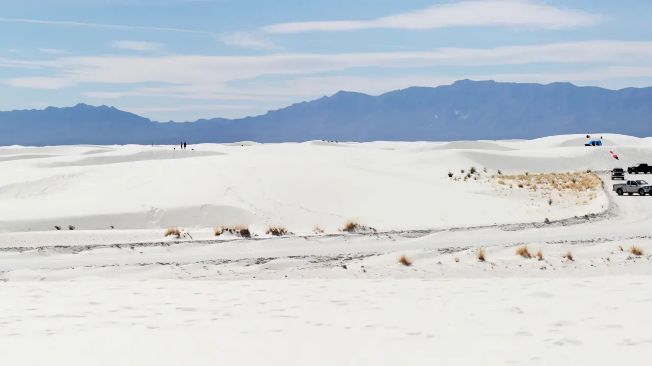 White Sands dunefield beneath a clear blue sky