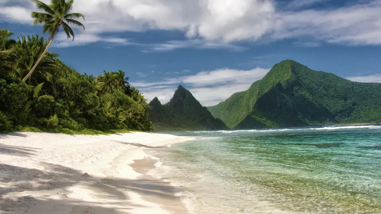 Ofu Island beach and fringing reef in the National Park of American Samoa