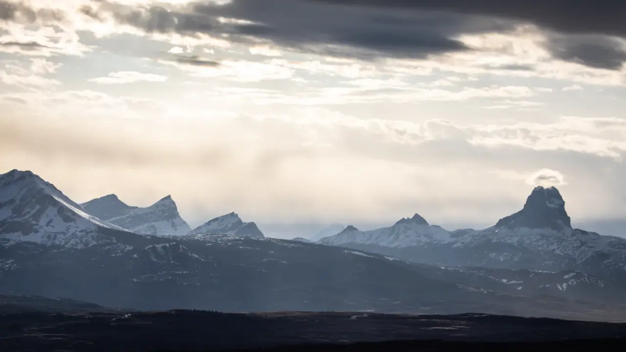 Spring sunset over Chief Mountain in Glacier National Park