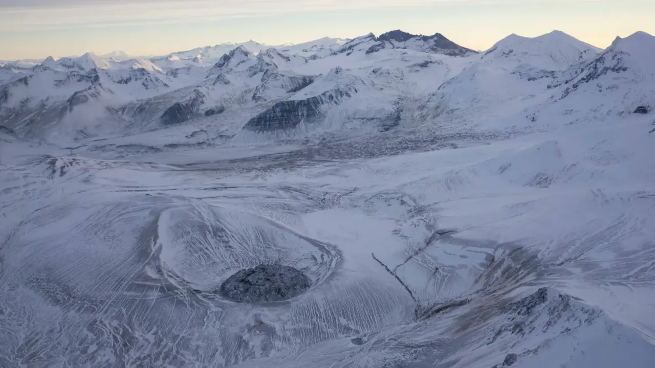 Dusting of snow across Novarupta in Katmai National Park
