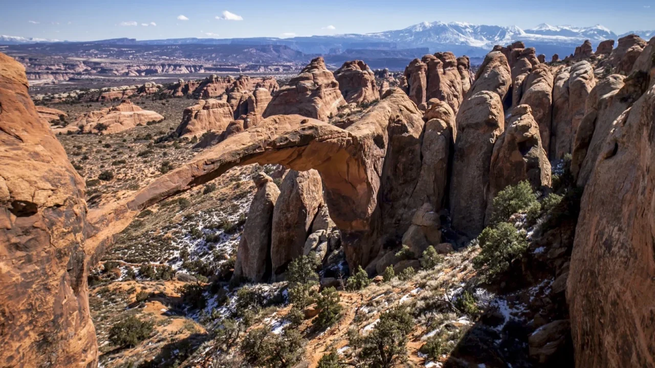 Landscape Arch and sandstone fins in Arches National Park